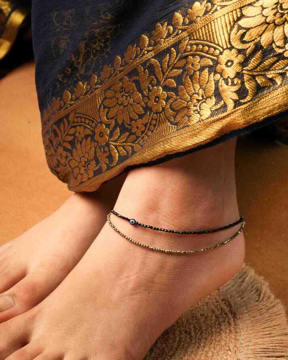 Amantra Pyrite Evil Eye Anklet Combo
