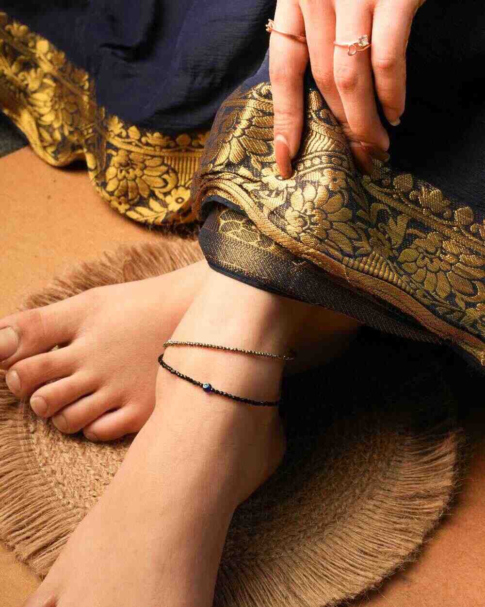 Amantra Pyrite Evil Eye Anklet Combo