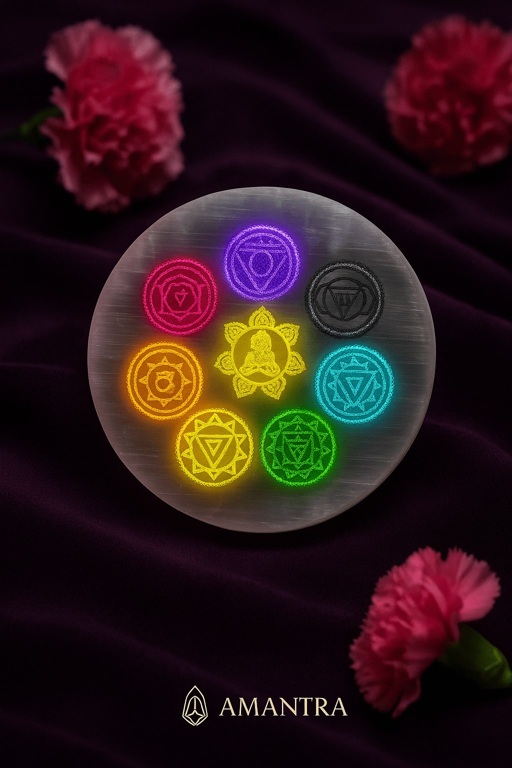  Selenite Chakra Charging Plate