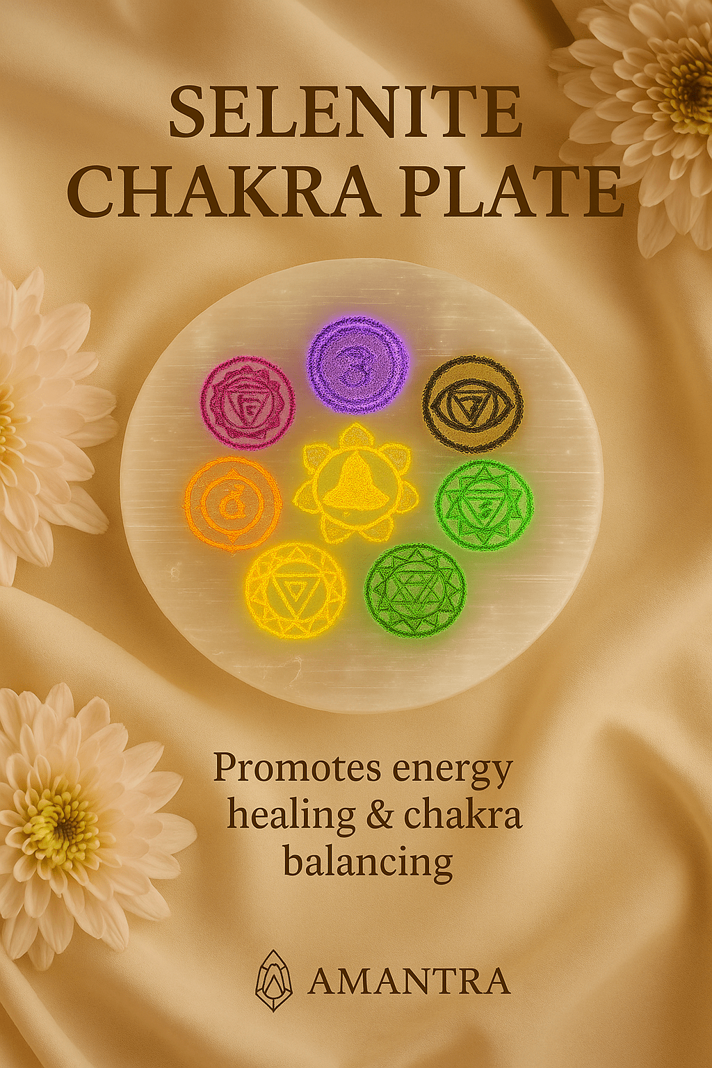  Selenite Chakra Charging Plate
