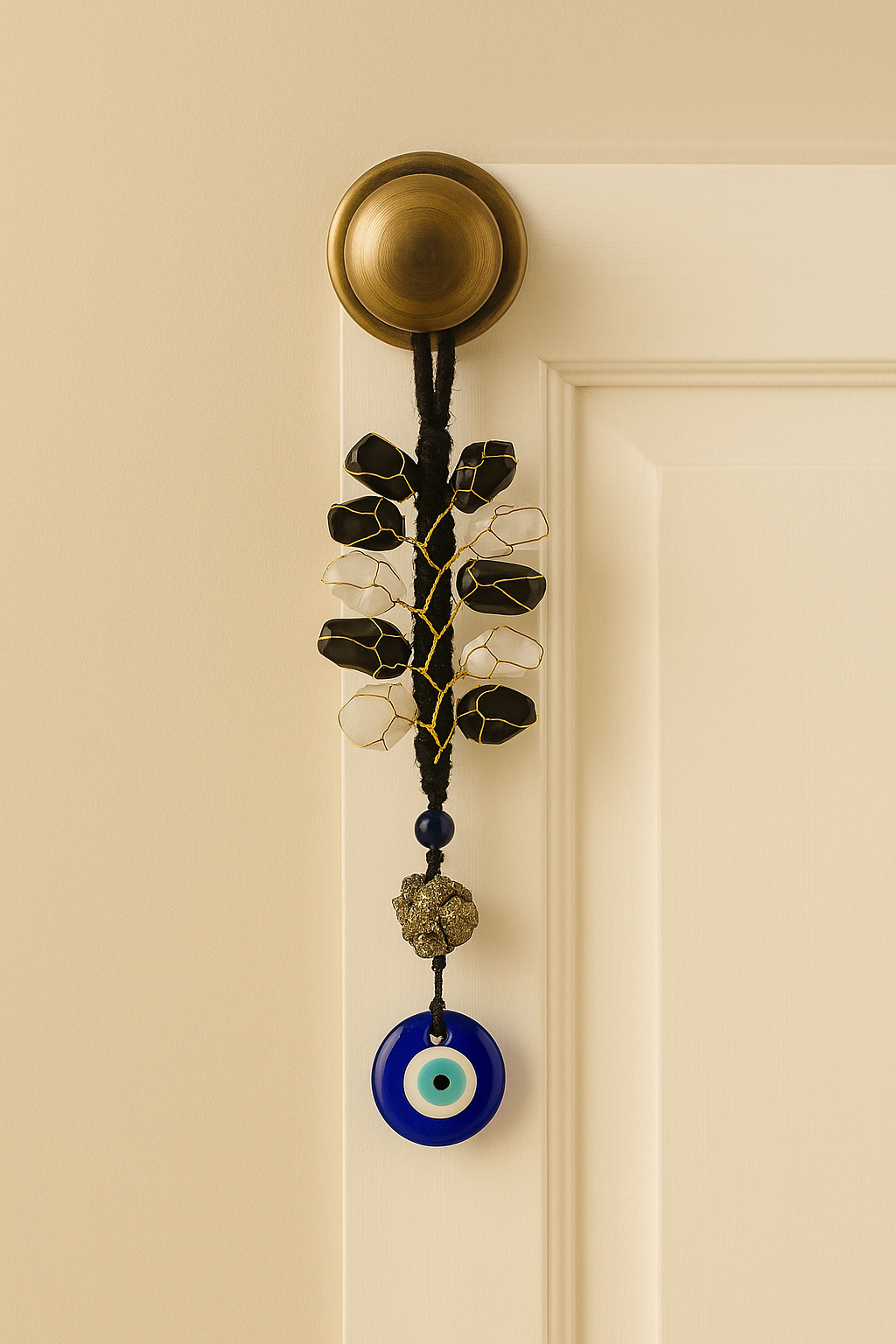 Black Obsidian & Selenite Evil Eye Door Hanging