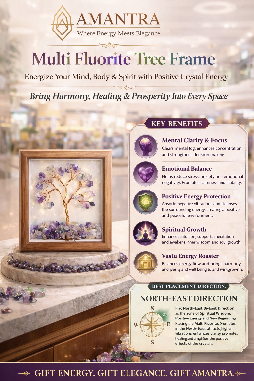 Amantra Multi Fluorite Tree with Frame