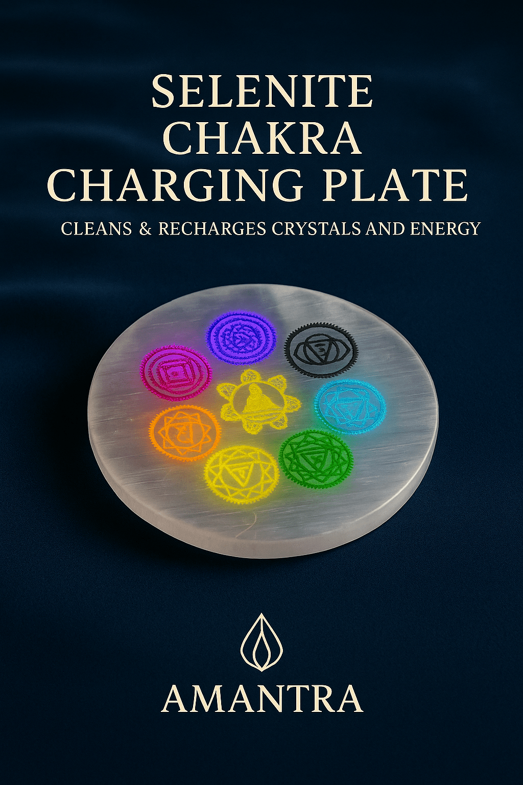  Selenite Chakra Charging Plate