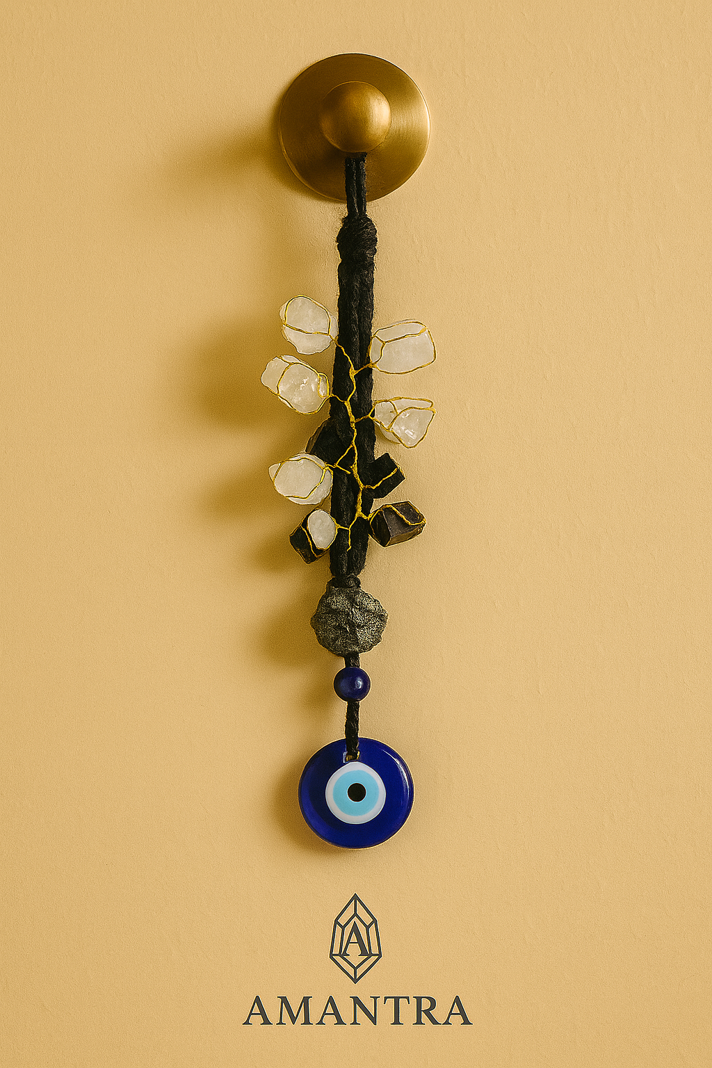 Black Obsidian & Selenite Evil Eye Door Hanging