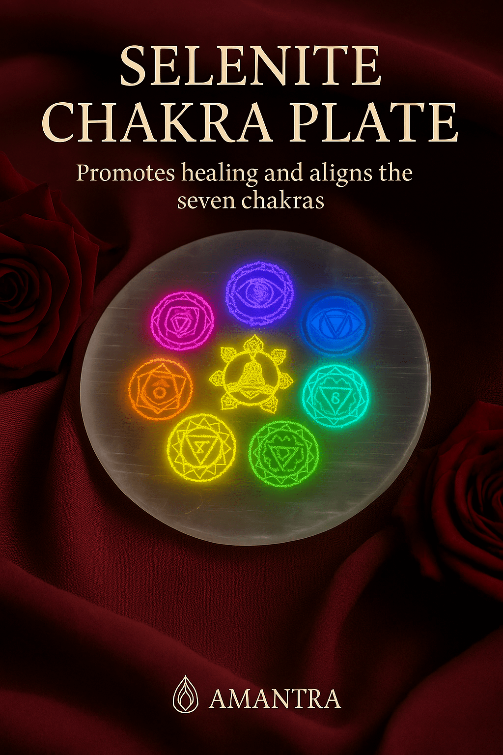  Selenite Chakra Charging Plate